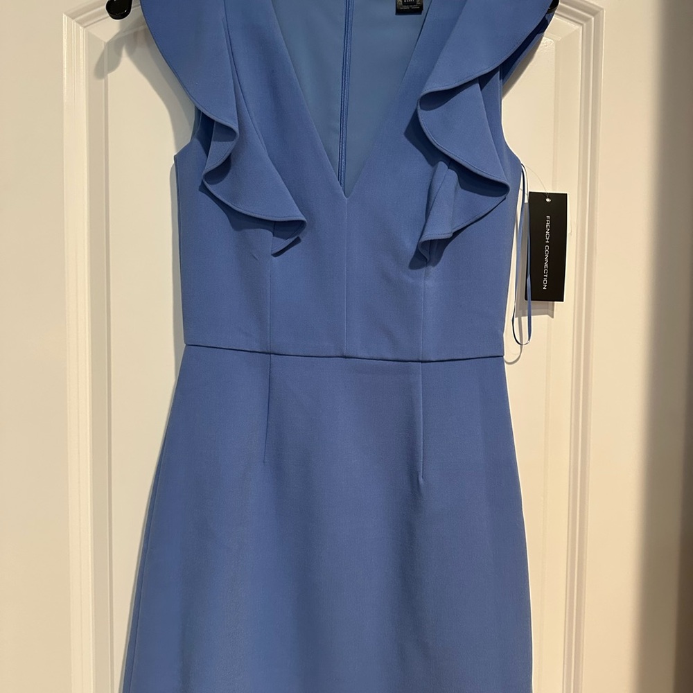 French Connection Elegant Blue Ruffle Dress